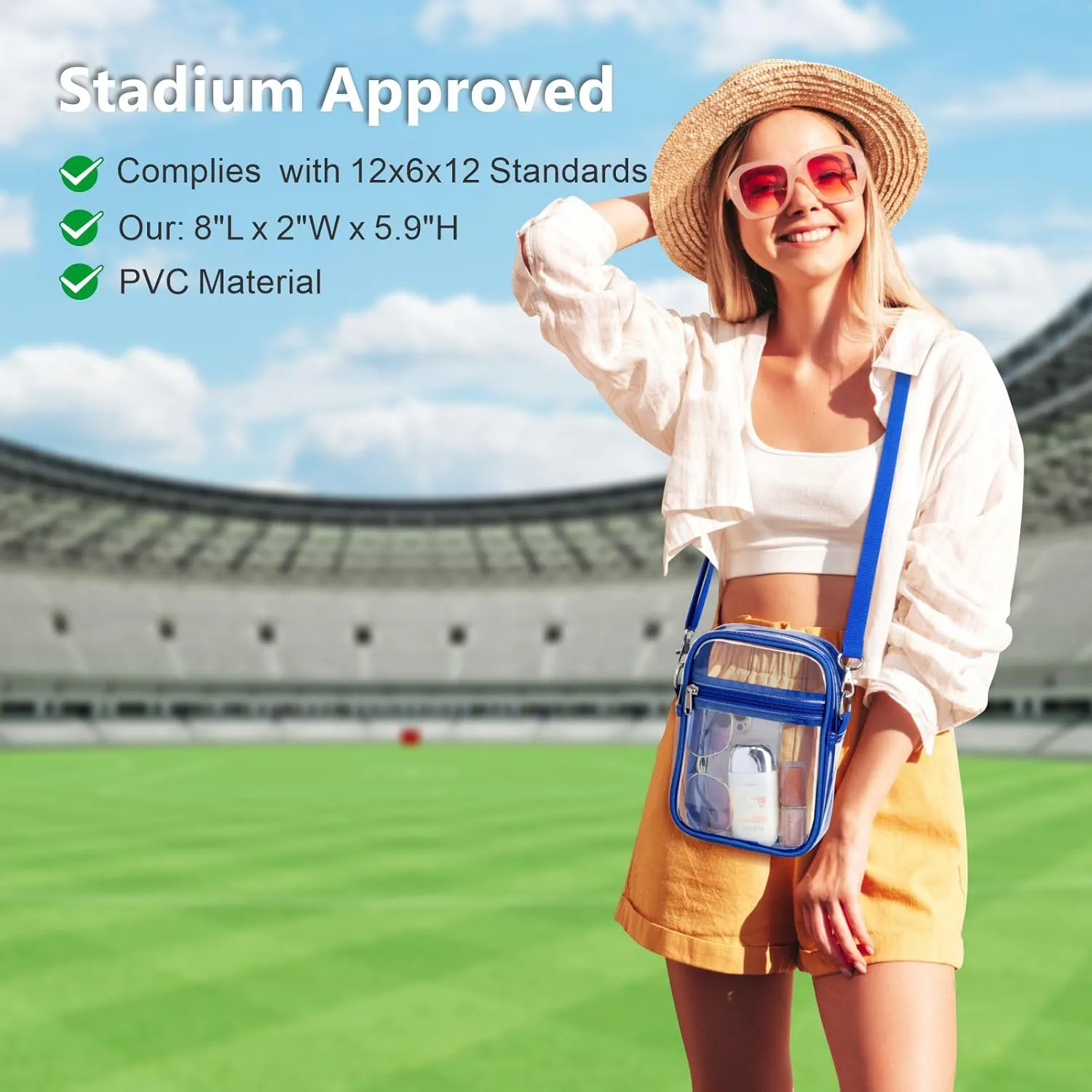PACKISM Clear Bag for Stadium Events - Clear Purses for Women Stadium Crossbody Messenger Bag for Concerts Sporting Events