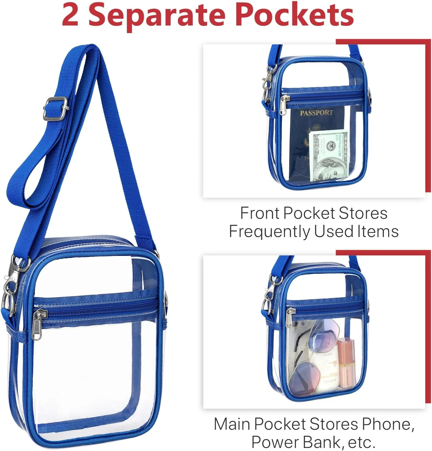 PACKISM Clear Bag for Stadium Events - Clear Purses for Women Stadium Crossbody Messenger Bag for Concerts Sporting Events