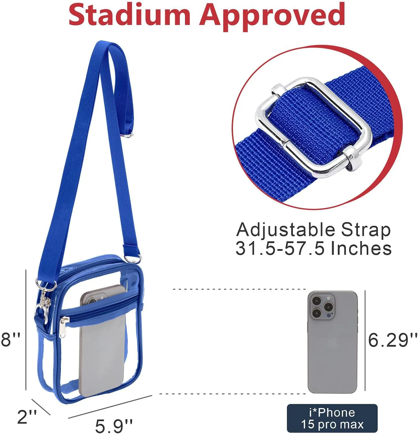PACKISM Clear Bag for Stadium Events - Clear Purses for Women Stadium Crossbody Messenger Bag for Concerts Sporting Events