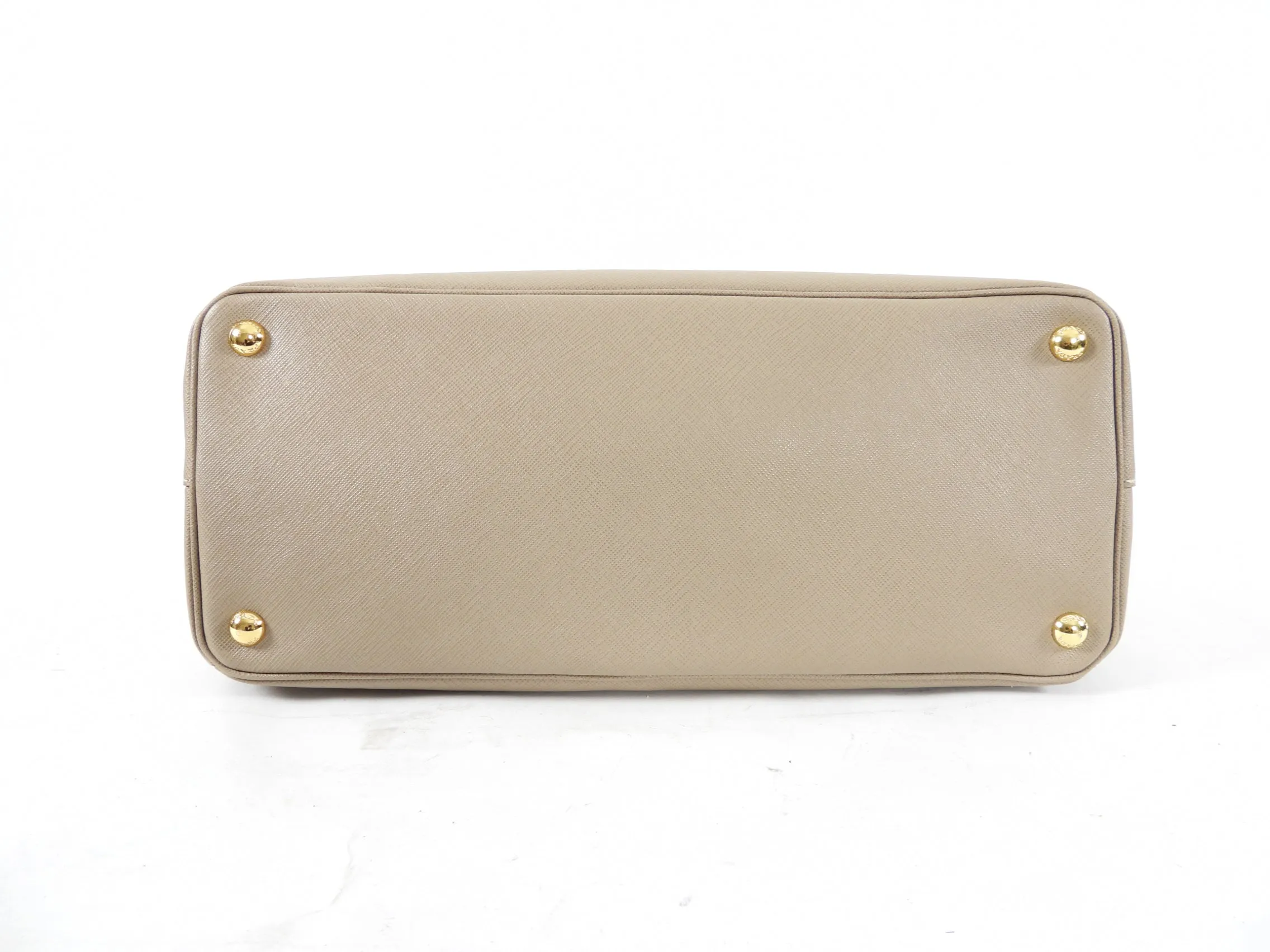 Prada Beige Taupe Galleria Saffiano Leather Double Zip Tote Bag