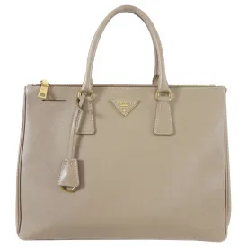 Prada Beige Taupe Galleria Saffiano Leather Double Zip Tote Bag
