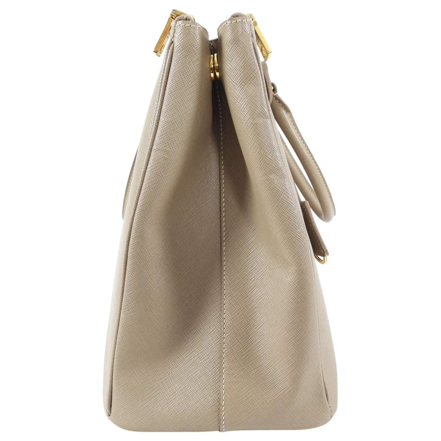 Prada Beige Taupe Galleria Saffiano Leather Double Zip Tote Bag