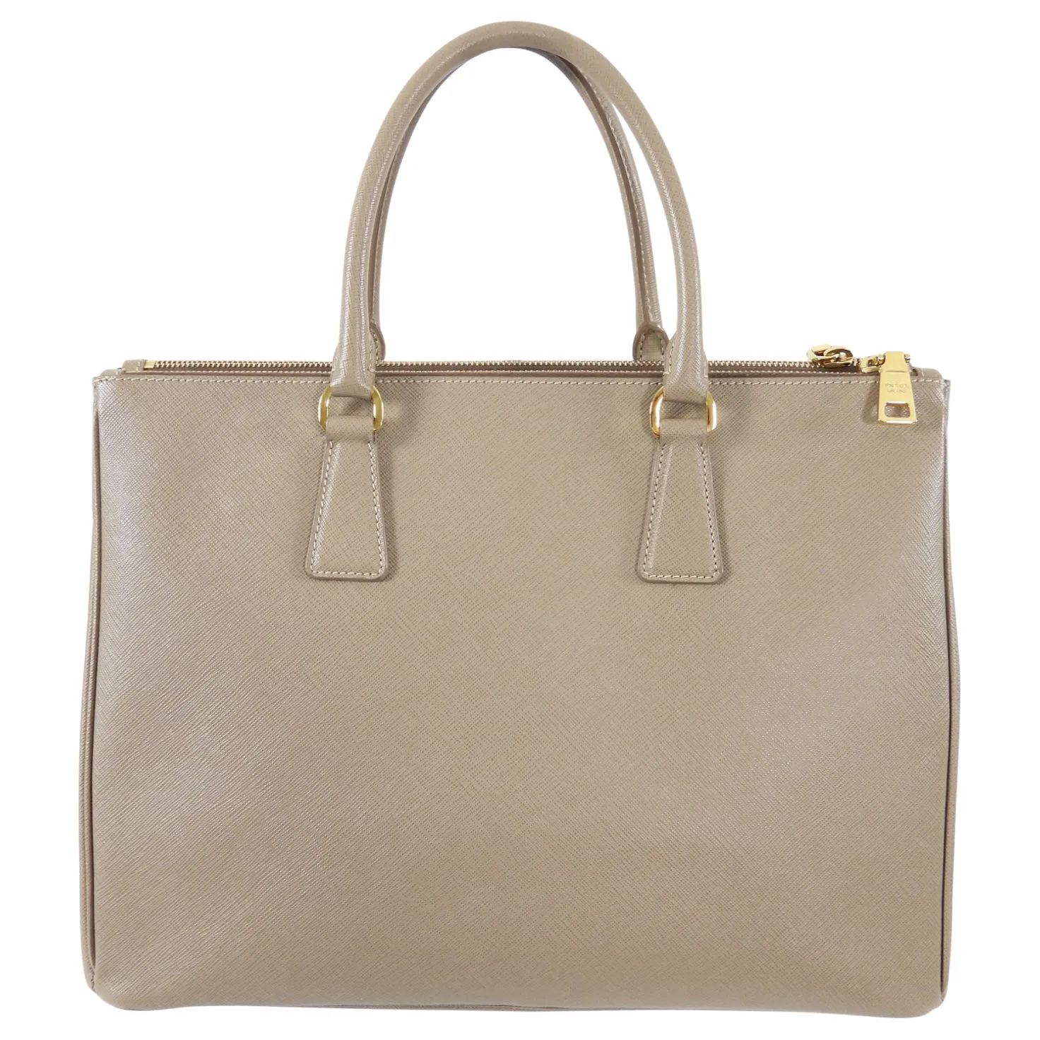 Prada Beige Taupe Galleria Saffiano Leather Double Zip Tote Bag