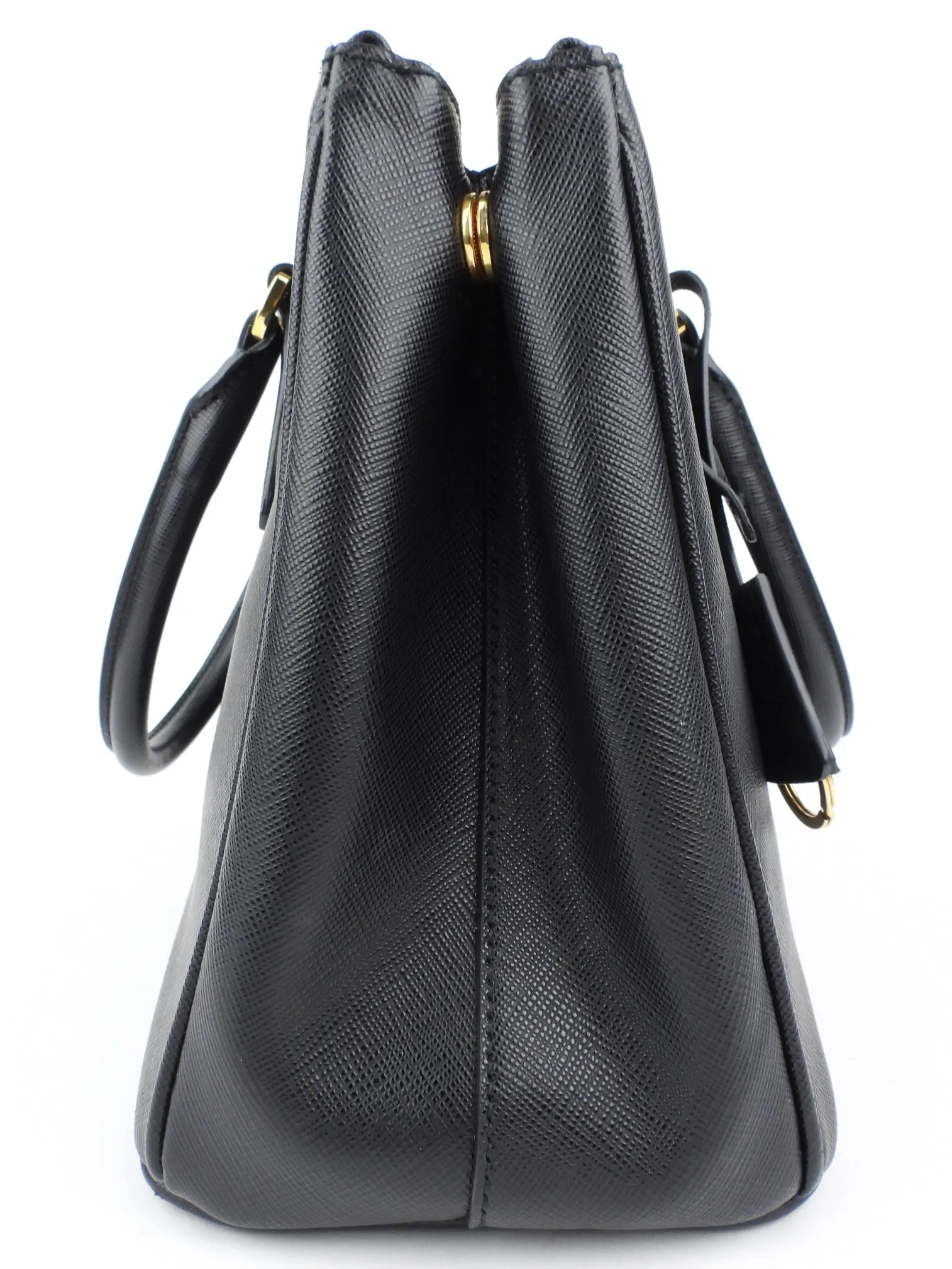 Prada Black Saffiano Leather Galleria Double Zip Two-Way Tote Bag