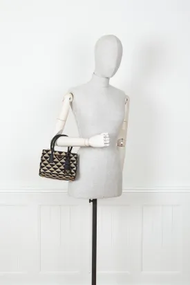 PRADA Galleria Bag Mini Canvas Black Beige