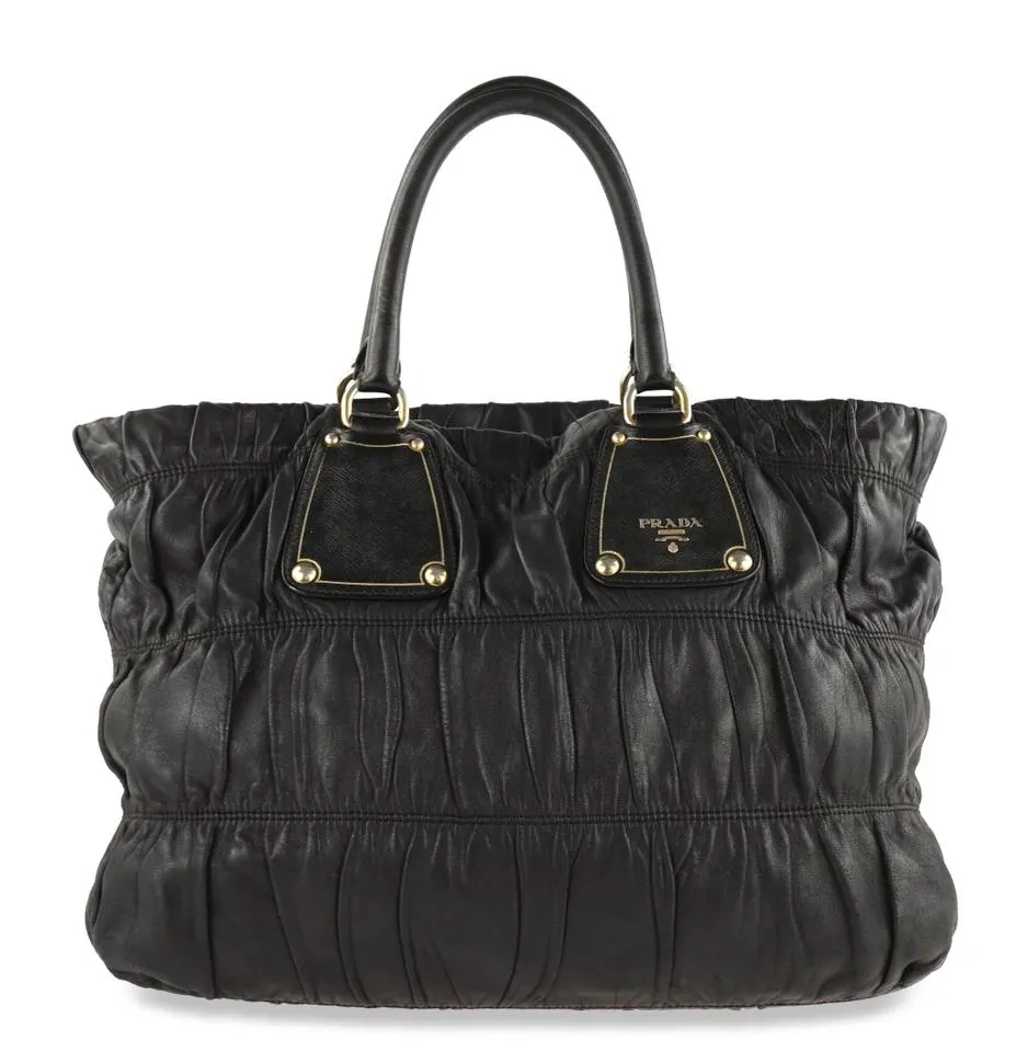 Prada Galleria Gauffre Black Leather Tote