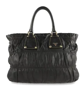 Prada Galleria Gauffre Black Leather Tote