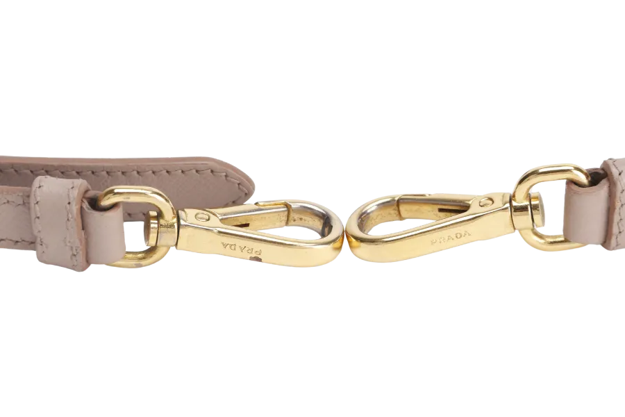 PRADA SMALL GALLERIA 2WAY USE TOTE BAG BEIGE SAFFIANO LEATHER GOLD HARDWARE WITH DUST COVER, NO CARD
