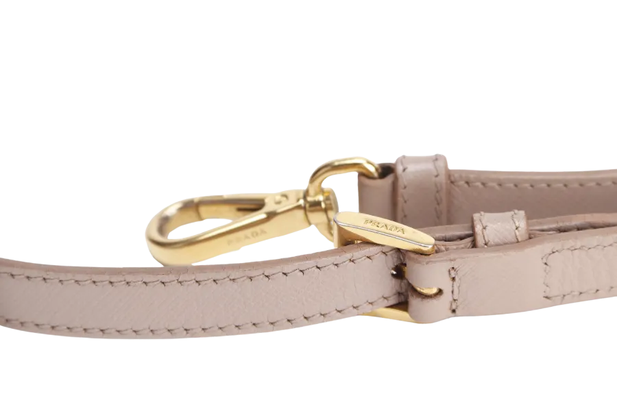 PRADA SMALL GALLERIA 2WAY USE TOTE BAG BEIGE SAFFIANO LEATHER GOLD HARDWARE WITH DUST COVER, NO CARD