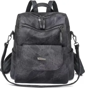 PU Leather Backpack Purse for Women Fashion Multipurpose Design Handbag Ladies Shoulder Bags Travel Backpack Black