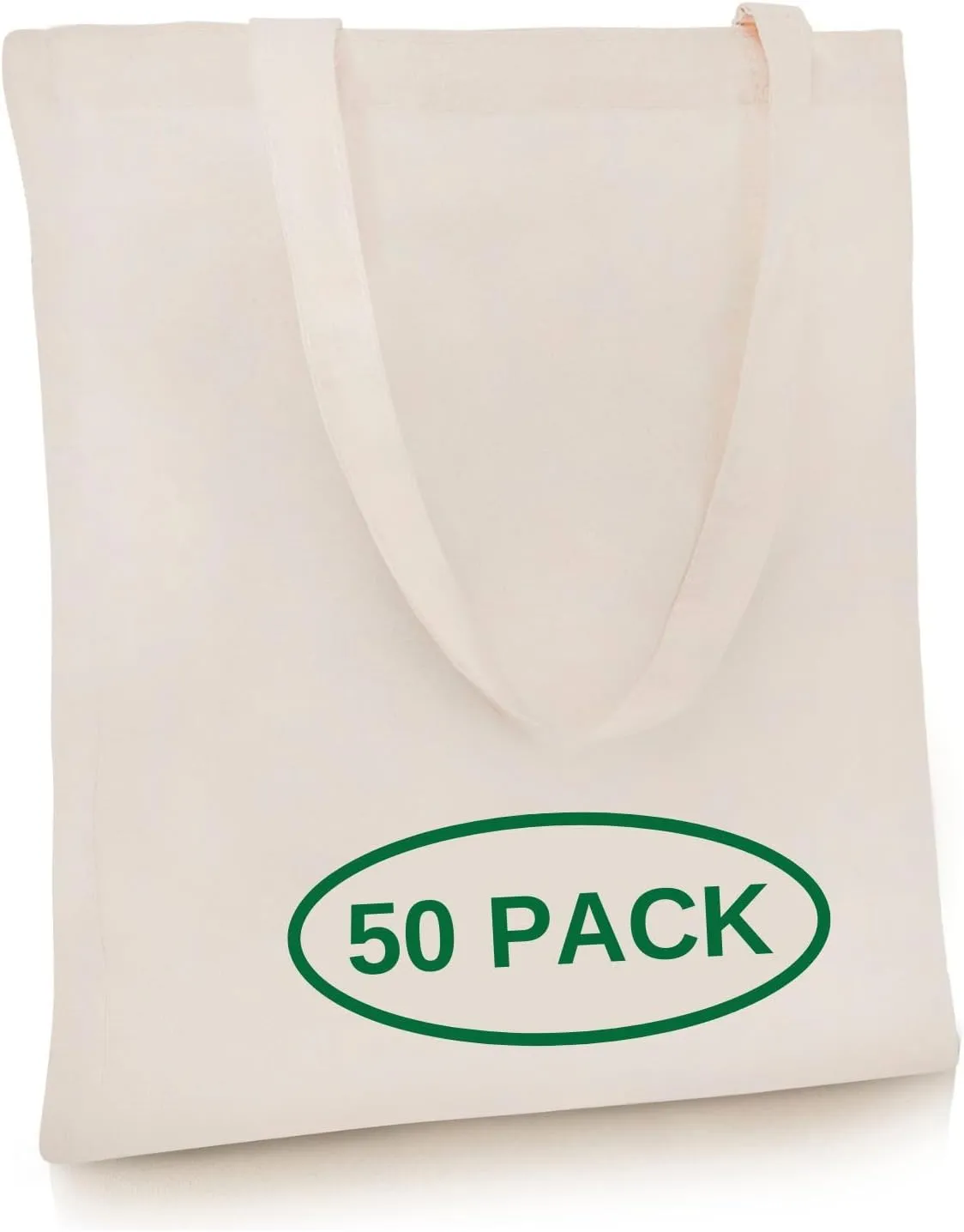 Simply Cool 50-Pack Canvas Tote Bags Bulk, Reusable, Grocery Medium Lightweight Cotton Cloth Bags for Advertising, DIY Projects, Crafts, Painting, Embroidery, Custom Logo