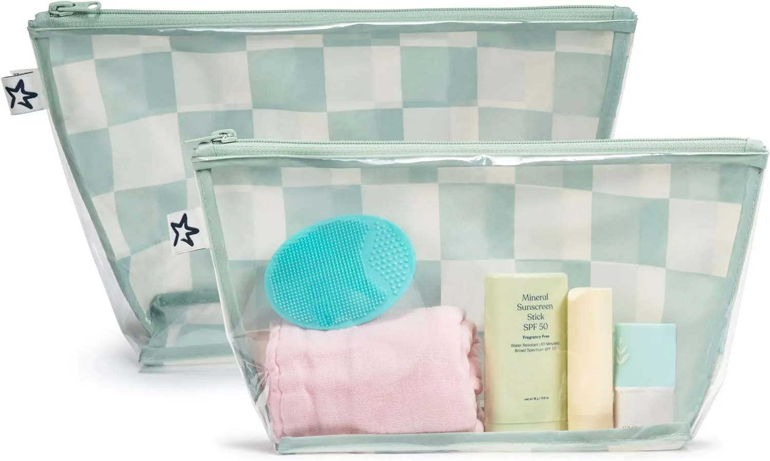 Tiny Twinkle Mess-proof Travel Bags, Airline Compliant, Zipper Closure, Clear Front Pouch, Diaper Bag Packing, Toiletry or Cosmetics Organizer