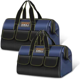 Tool Bag 2-Pack Set | AIRAJ 14" & 16" Portable Tool Bag | Wide Mouth Tool Bags for Men and Women | Small Tool Tote | Tool Organizer for Home Repairs,Garage Storage,Professional Work | Tool Box