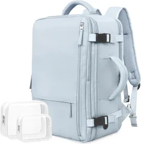 Travel Laptop Backpack Carry On Backpack for Men Women Flight Approved College School Computer Bag for Business Hiking Personal Item Backpack Fits 15.6 Inch Notebook Light Blue