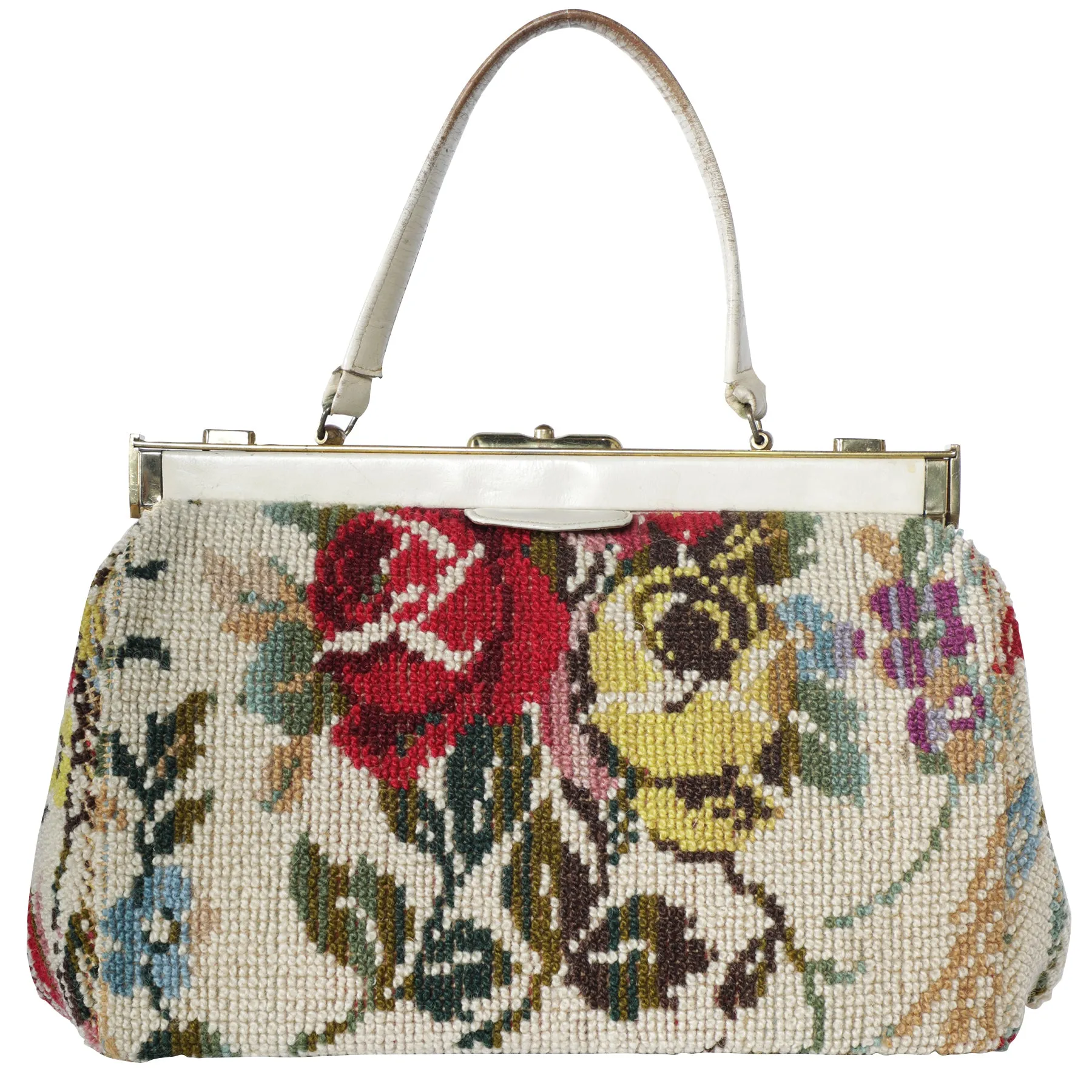 Vintage Tapestry Carpet Floral Doctor Satchel Top Handle Bag