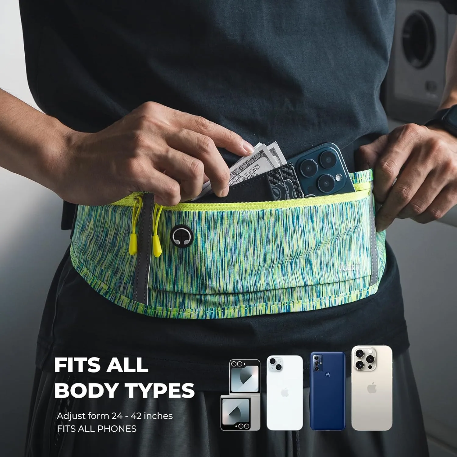 VULKIT Slim Running Belt for Women & Men, Cell Phone Holder for Running, Workout Fanny Pack, Running Bag, Money Belt, Runners Essentials Gear Accessories, Fits All Phones, Running Pouch for Men