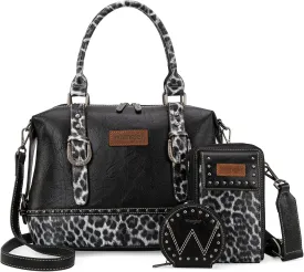 Wrangler 3Pcs Doctor Bag Sets for Women Top-handle Satchel Bag with Cell Phone Handbag and Coin Purse