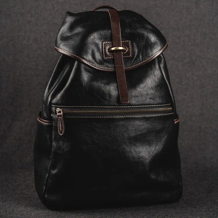 YAAGLE Unisex Vegetable Tanned Leather Drawstring Backpack YGM8124