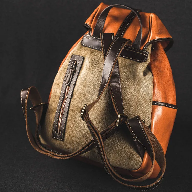 YAAGLE Unisex Vegetable Tanned Leather Drawstring Backpack YGM8124