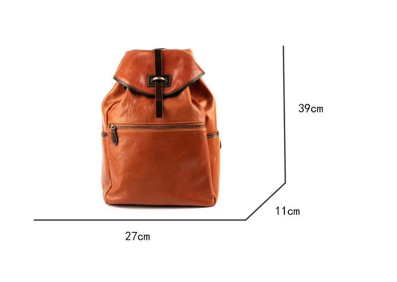 YAAGLE Unisex Vegetable Tanned Leather Drawstring Backpack YGM8124