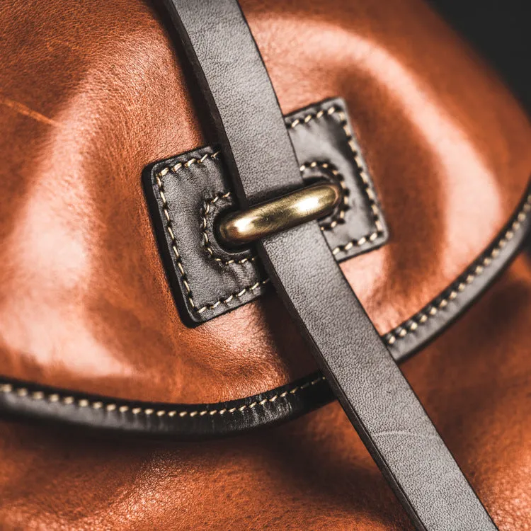 YAAGLE Unisex Vegetable Tanned Leather Drawstring Backpack YGM8124